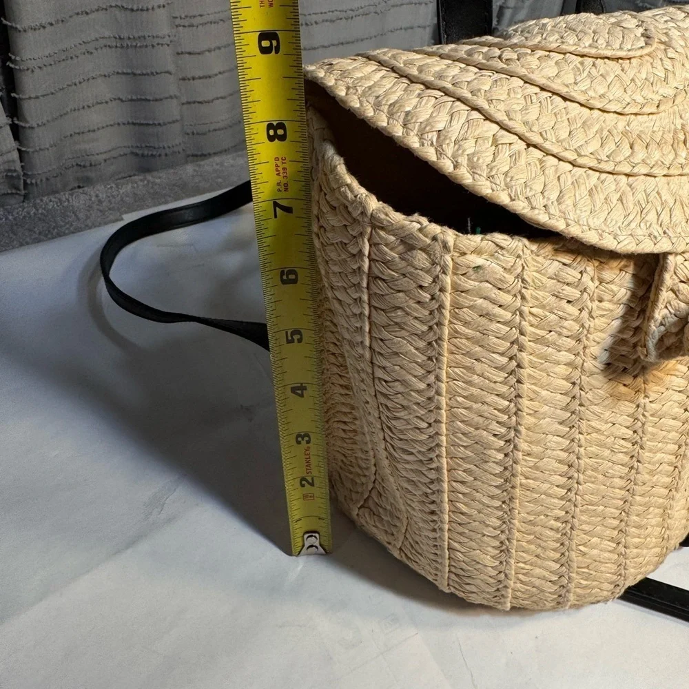 A New Day Cream Woven Backpack with Black Straps
